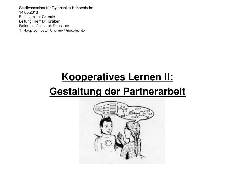 kooperatives lernen ii gestaltung der partnerarbeit