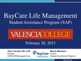 BayCare Life Management Student Assistance Program (SAP)