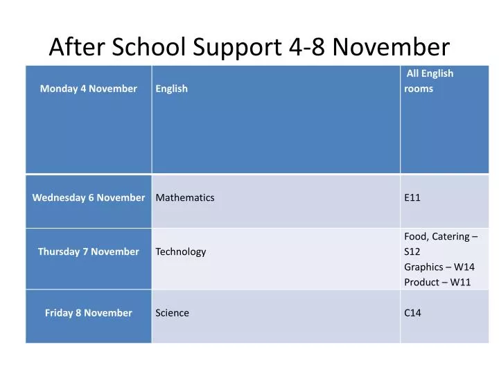 after school support 4 8 november