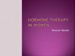 Hormone Therapy in Women