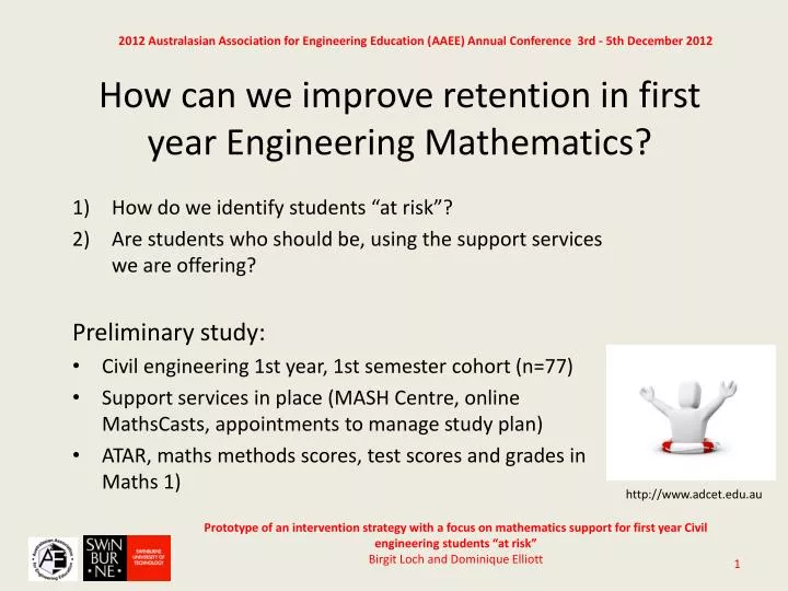 how can we improve retention in first year engineering mathematics