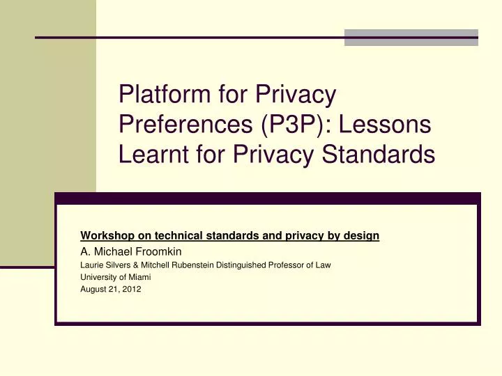 platform for privacy preferences p3p lessons learnt for privacy standards