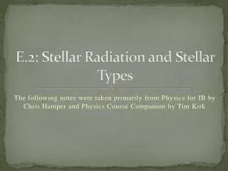 E.2: Stellar Radiation and Stellar Types