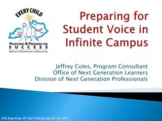Preparing for Student Voice in Infinite Campus