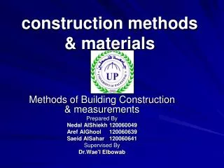 construction methods &amp; materials