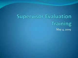 Supervisor Evaluation Training