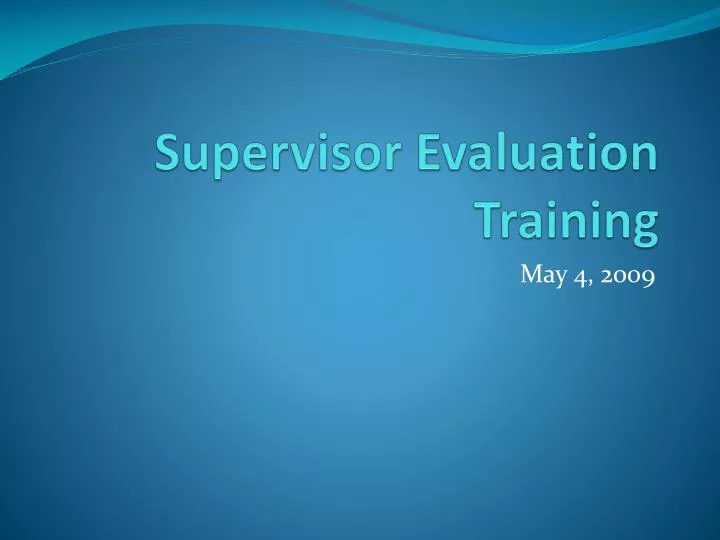 supervisor evaluation training
