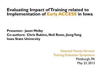 Evaluating Impact of Training related to Implementation of Early ACCESS in Iowa