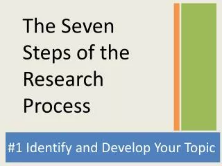 #1 Identify and Develop Your Topic