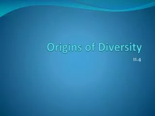 Origins of Diversity