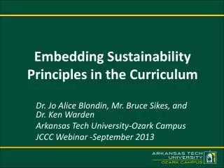 Embedding Sustainability Principles in the Curriculum