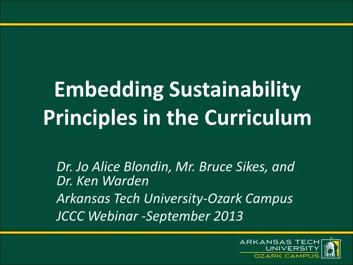 embedding sustainability principles in the curriculum