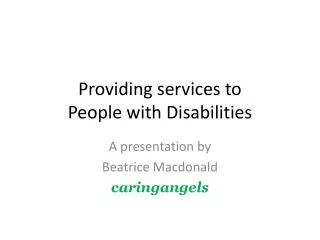 Providing services to People with Disabilities