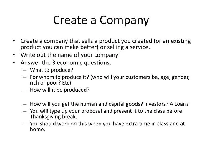 create a company