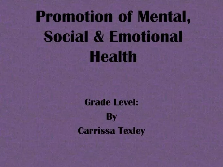 promotion of mental social emotional health