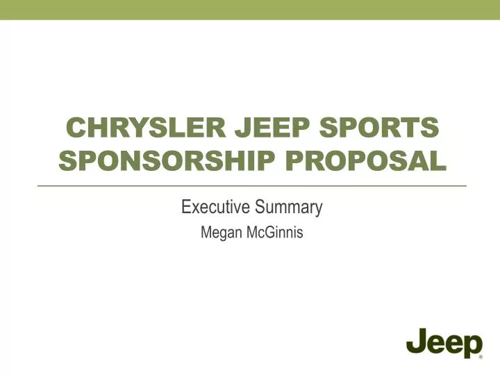 chrysler jeep sports sponsorship proposal