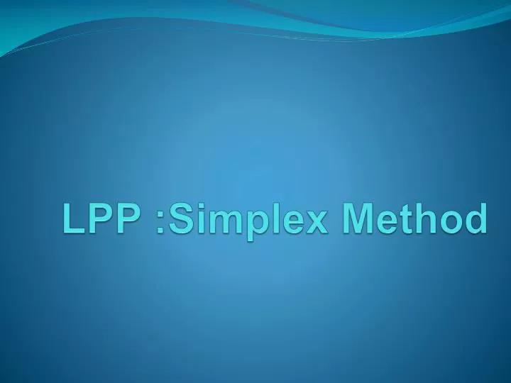 lpp simplex method