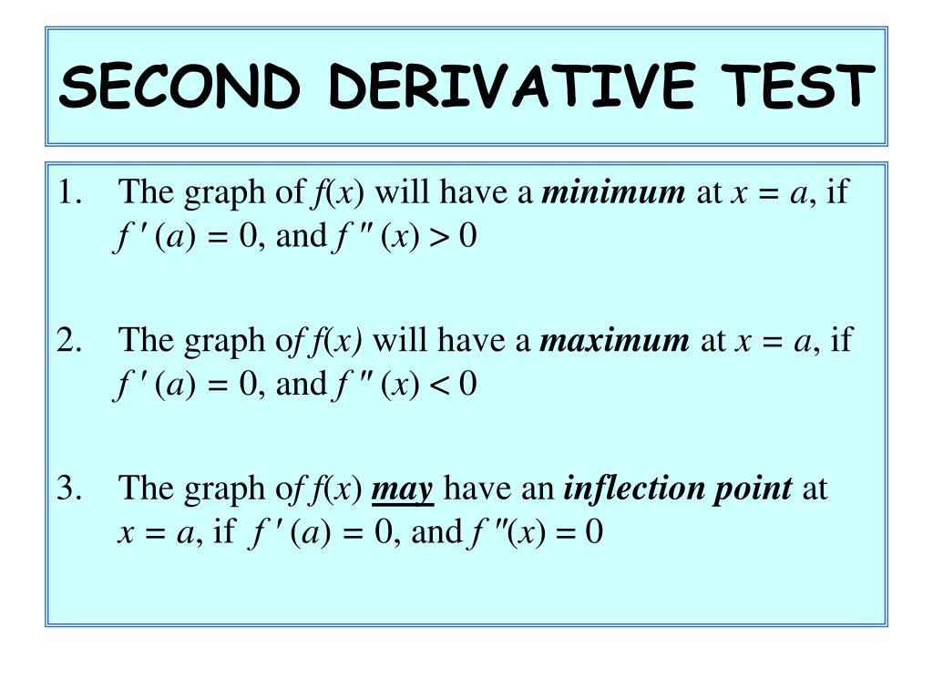 PPT - SECOND DERIVATIVE TEST PowerPoint Presentation, free download ...