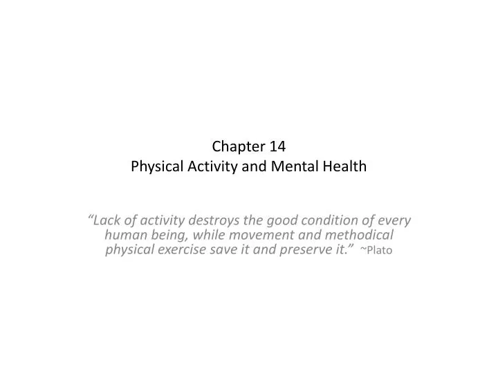 chapter 14 physical activity and mental health