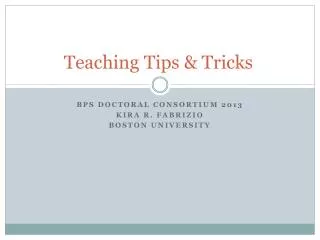 Teaching Tips &amp; Tricks