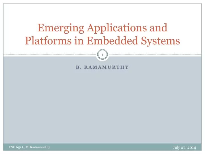 emerging applications and platforms in embedded systems