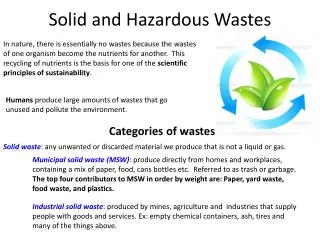 Solid and Hazardous Wastes