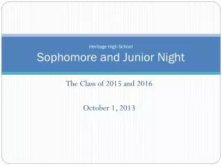 Heritage High School Sophomore and Junior Night