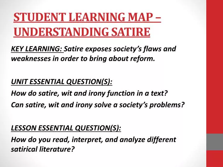 student learning map understanding satire