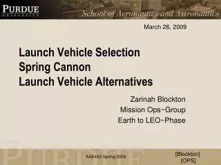 Launch Vehicle Selection Spring Cannon Launch Vehicle Alternatives