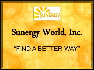 Sunergy World, Inc.