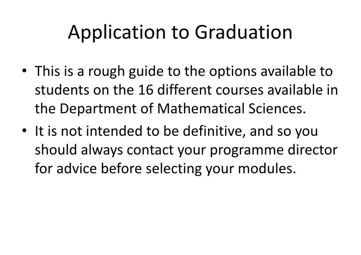 application to graduation