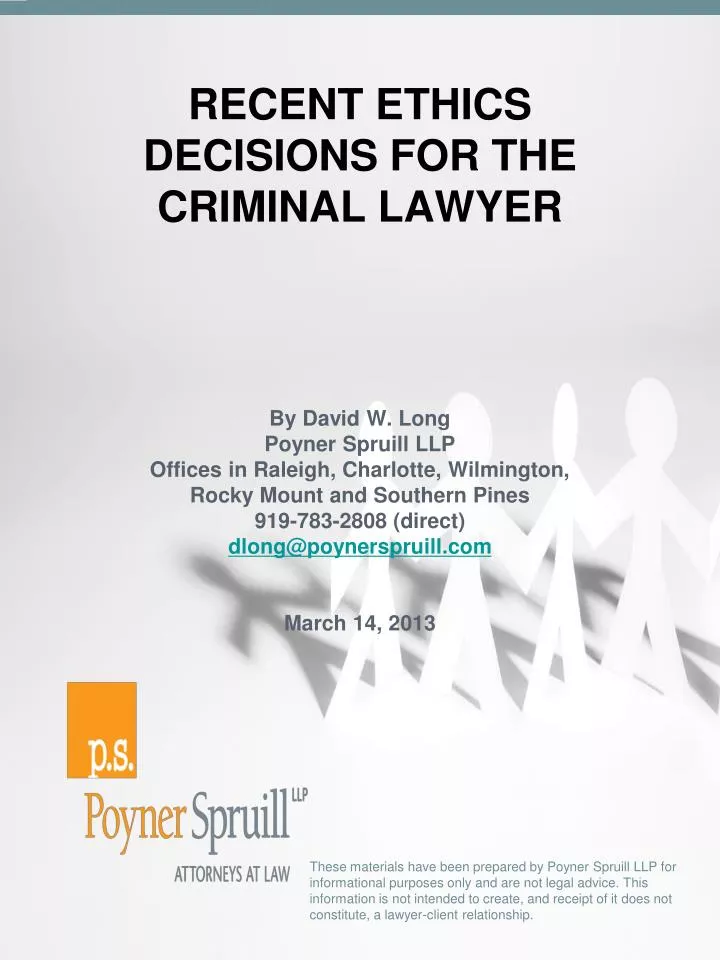 recent ethics decisions for the criminal lawyer