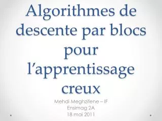 algorithmes de descente par blocs pour l apprentissage creux