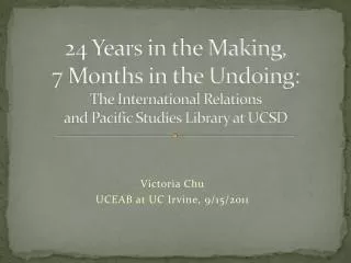 Victoria Chu UCEAB at UC Irvine, 9/15/2011
