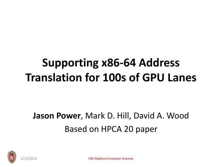supporting x86 64 address translation for 100s of gpu lanes