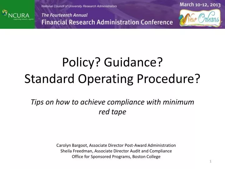 policy guidance standard operating procedure