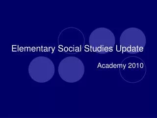 Elementary Social Studies Update