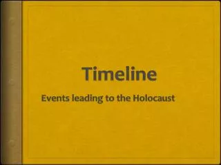 Timeline Events leading to the Holocaust