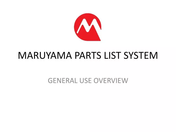 maruyama parts list system