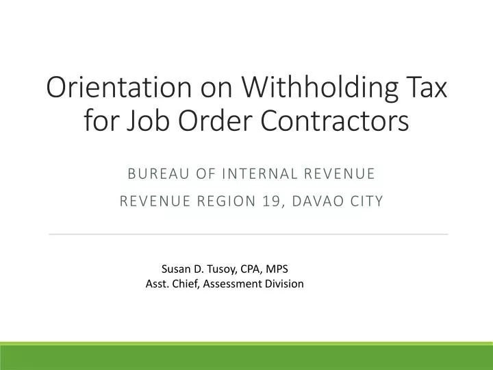 orientation on withholding tax for job order contractors