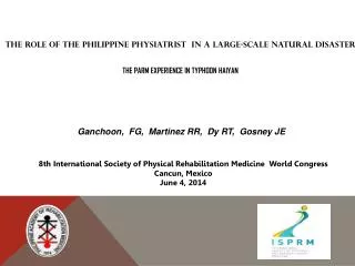 8th International Society of Physical Rehabilitation Medicine World Congress Cancun, Mexico
