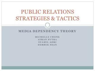 PUBLIC RELATIONS STRATEGIES &amp; TACTICS