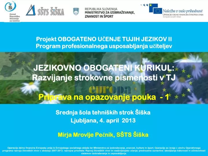 projekt obogateno u enje tujih jezikov ii program profesionalnega usposabljanja u iteljev