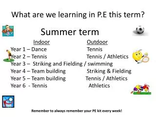 What are we learning in P.E this term?