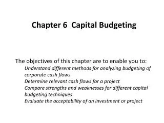 Chapter 6 Capital Budgeting