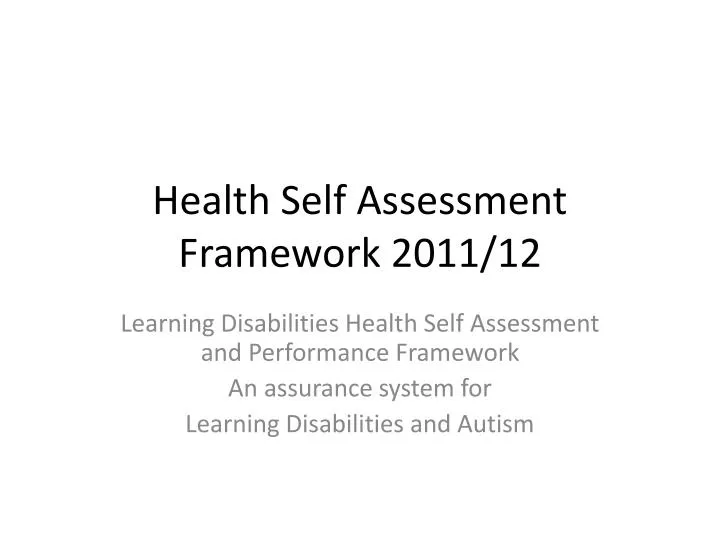 health self assessment framework 2011 12