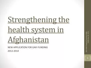 Strengthening the health system in Afghanistan