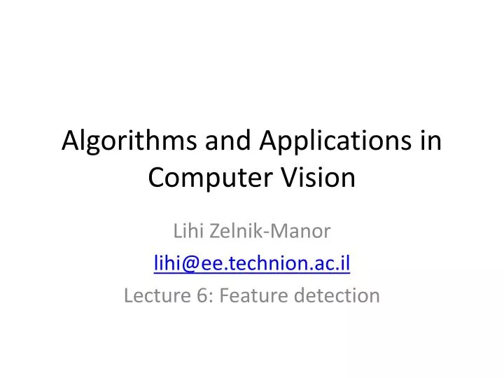 algorithms and applications in computer vision