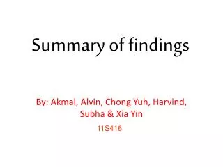 Summary of findings