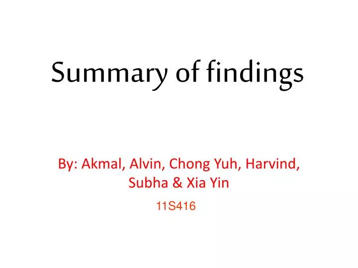 summary of findings